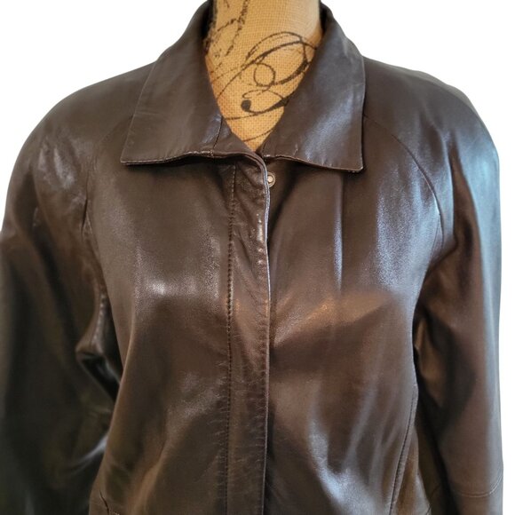 NYC Whet Blu Smooth Mid- Length Leather A-Line Jacket /Coat- M - Picture 7 of 13